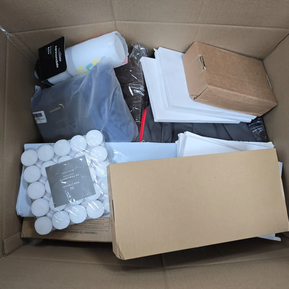 APPROXIMATELY 15 ASSORTED HOUSEHOLD PRODUCTS TO INCLUDE TEALIGHTS, 3D PRINTER FILAMENT, SLEEPYMOON WEIGHTED SHOULDER, ETC