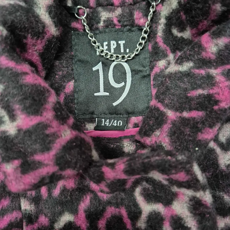 Sept. 19 Leopard Print Coat – Pink/Black, UK 14 (EU 40)