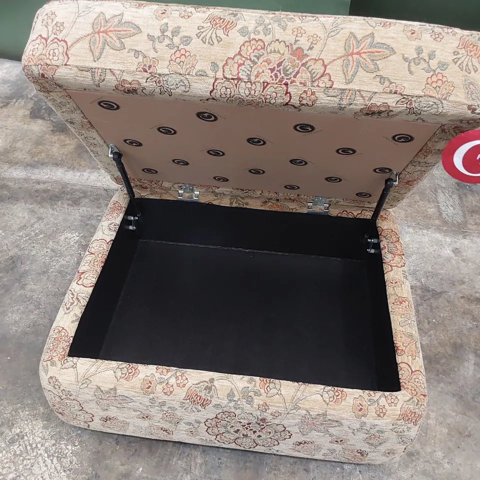 QUALITY BRITISH DESIGNER G PLAN AVON STORAGE FOOTSTOOL CONISTON ANTIQUE FABRIC 