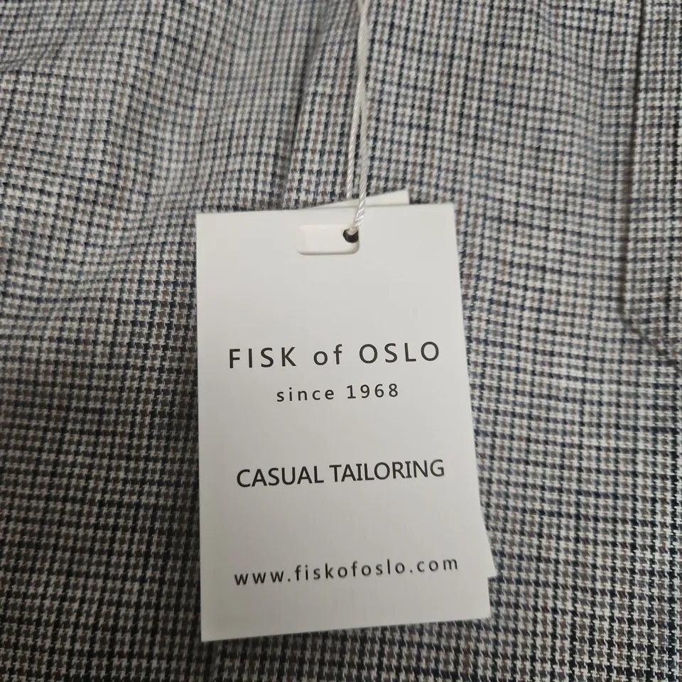 FISK OF OSLO CASUAL SHACKET – MEN'S GREY CHECK SHIRT JACKET, UK 42