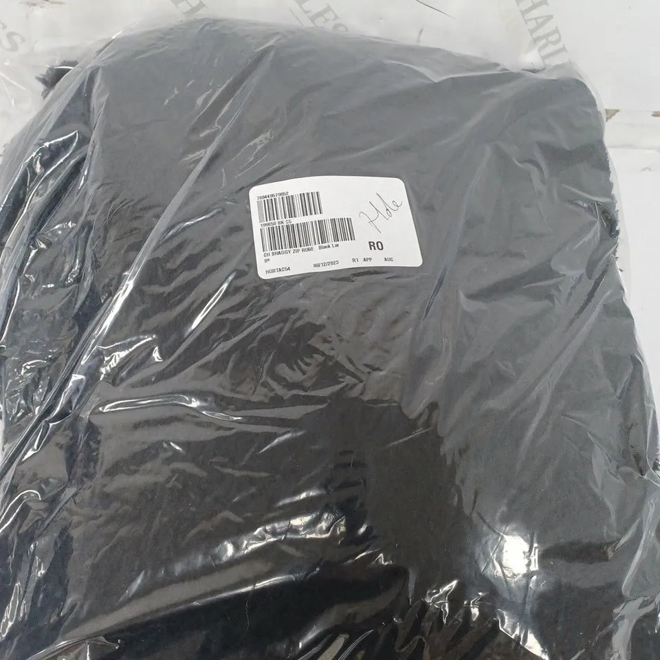 CAROLE HOCHMAN SHAGGY ZIP ROBE IN BLACK - LARGE