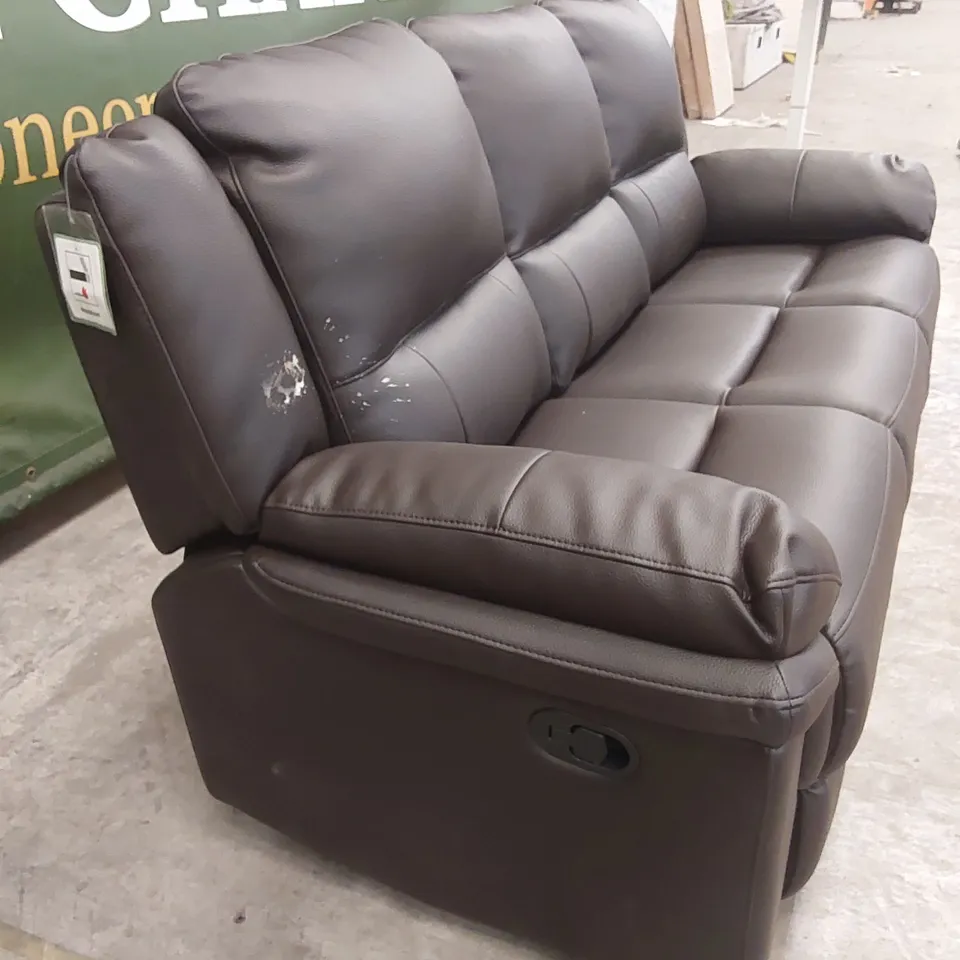ALBION LUXURY FAUX LEATHER 3 SEATER HIGH BACK MANUAL RECLINER SOFA RRP £749