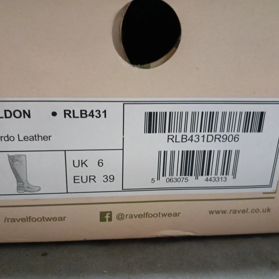 BOXED RAVEL EILDON BORDO LEATHER KNEE-HIGH BOOTS, UK 6 (EUR 39)