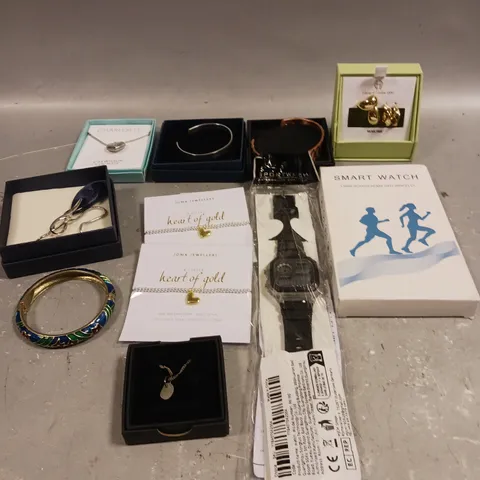 APPROXIMATELY 20 ASSORTED JEWELLERY PRODUCTS TO INCLUDE NECKLACES, EARRINGS, WATCHES ETC