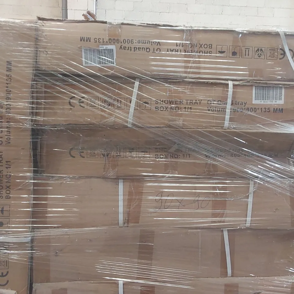 PALLET CONTAINING A LARGE QUANTITY OF SHOWER TRAYS