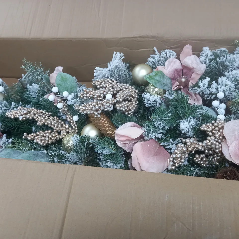 FROSTED ROSE SWAG CHRISTMAS GARLAND RRP £49.99