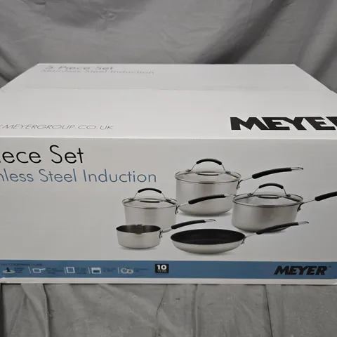 SEALED MEYER 5 PIECE STAINLESS STEEL INDUCTION SET