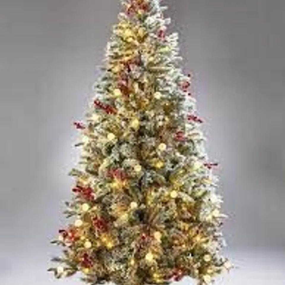 BOXED 6FT VERMONT FLOCKED PRE-LIT MIXED TIPS CHRISTMAS TREE - COLLECTION ONLY  RRP £189.99