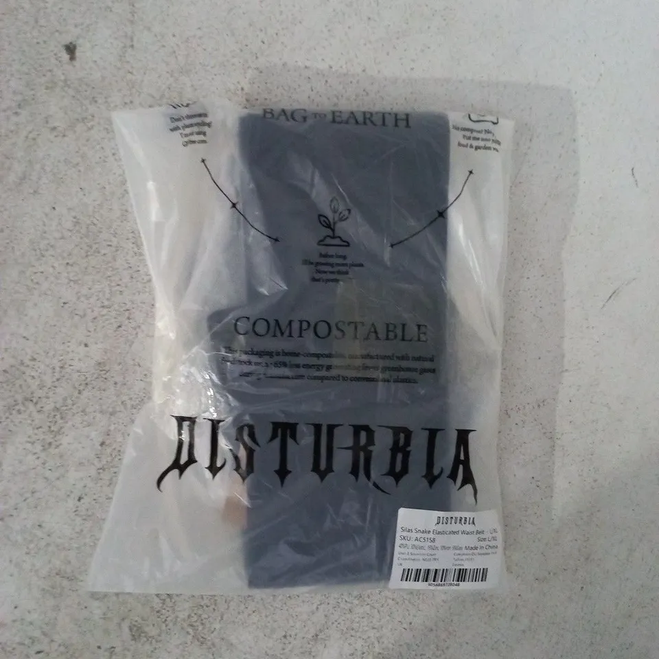 BAGGED DISTURBIA SILAS SNAKE ELASTICATED WAIST BELT SIZE L/XL