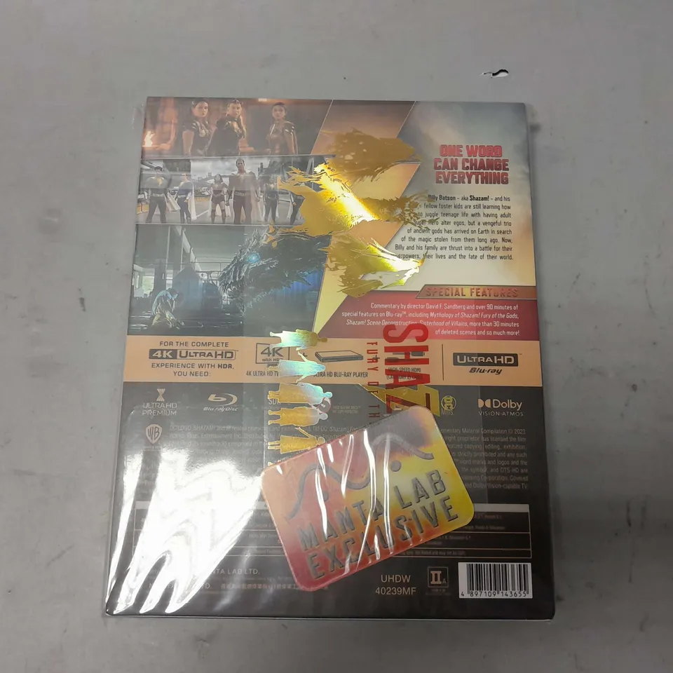 BOXED AND SEALED SHAZAM FURY OF THE GODS MANTA LAB EXCLUSIVE STEELBOOK LIMITED EDITION 614 OF 800 (4K ULTRA HD BLU-RAY)