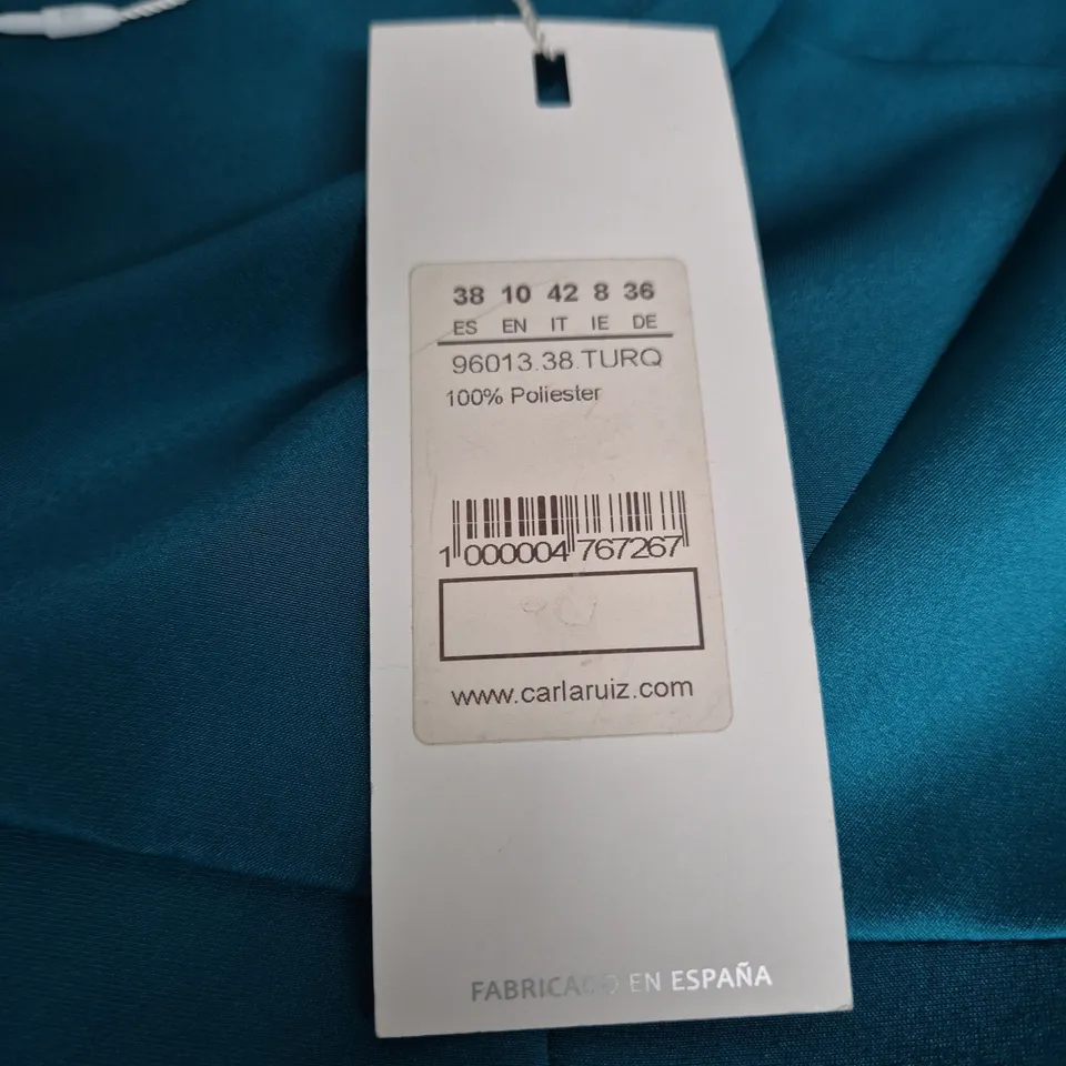 CARL RUIZ TURQUOISE DRESS – 100% POLYESTER – UK SIZE 8 (EU 38) – MADE IN SPAIN