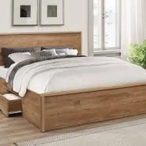 BOXED BIRLEA DOUBLE SIZE STOCKWELL BED -  RUSTIC OAK EFFECT (4 BOXES)