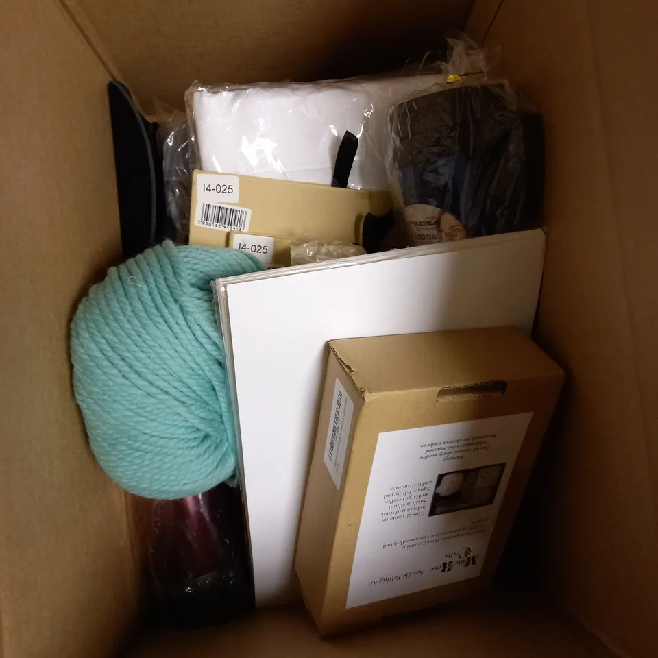 BOX OF APPROXIMATELY 15 ASSORTED HOUSEHOLD ITEMS TO INCLUDE HOT WATER BOTTLE, CLEAR VINYL GLOVES, DUVET SET ETC