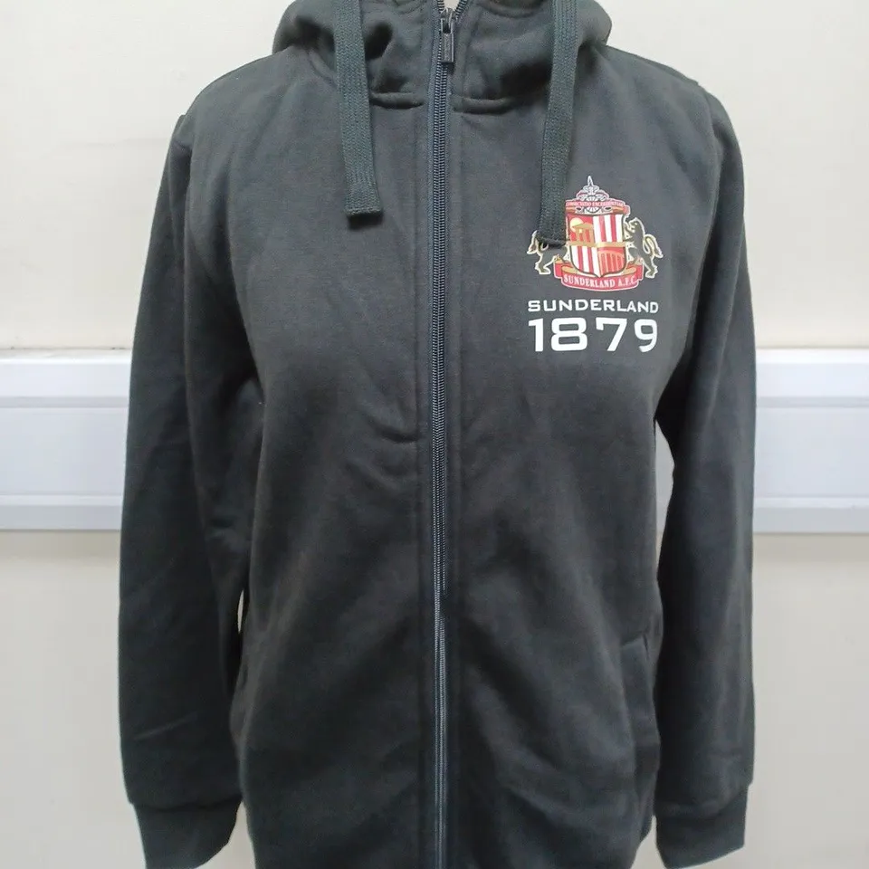 SUNDERLAND FOOTBALL CLUB ZIP THROUGH HOODIE IN BLACK SIZE S 