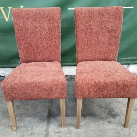 SET OF 2 BROWN FABRIC DINING CHAIRS