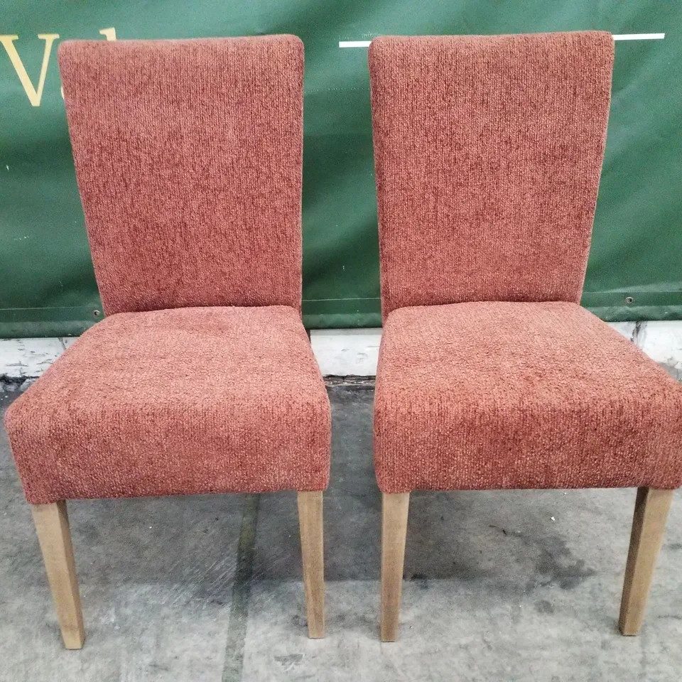 SET OF 2 BROWN FABRIC DINING CHAIRS