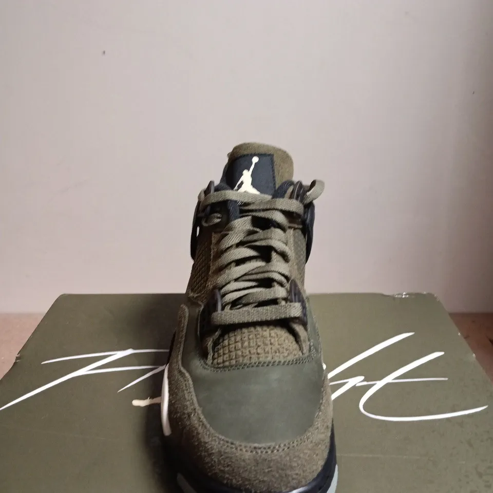 BOXED PAIR OF AIR JORDAN 4 RETRO SE CRAFT – OLIVE/PALE VANILLA - UK SIZE 9.5