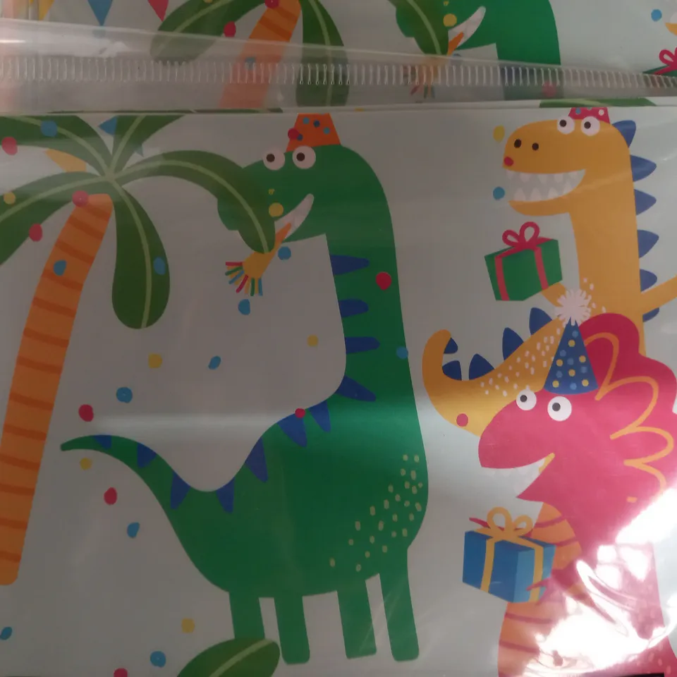 LOT OF LARGE QUANTITY OF DINOSAUR GIFTWRAP & TAGS