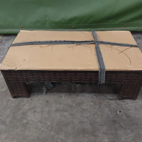 DESIGNER SMALL CHOCOLATE MIX RATTAN COFFEE TABLE WITH GLASS TOP