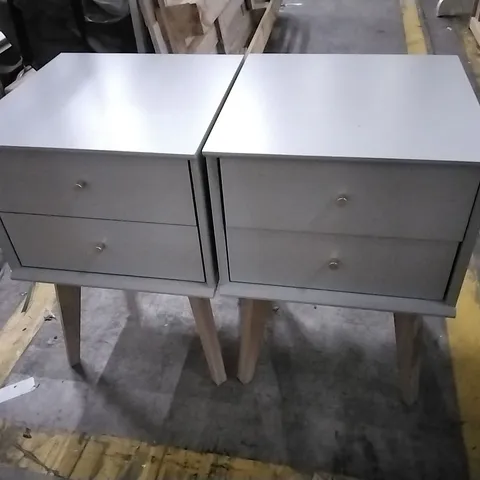 SET OF 2 ABBY MANUFACTURED WOOD BEDSIDE TABLES - GREY