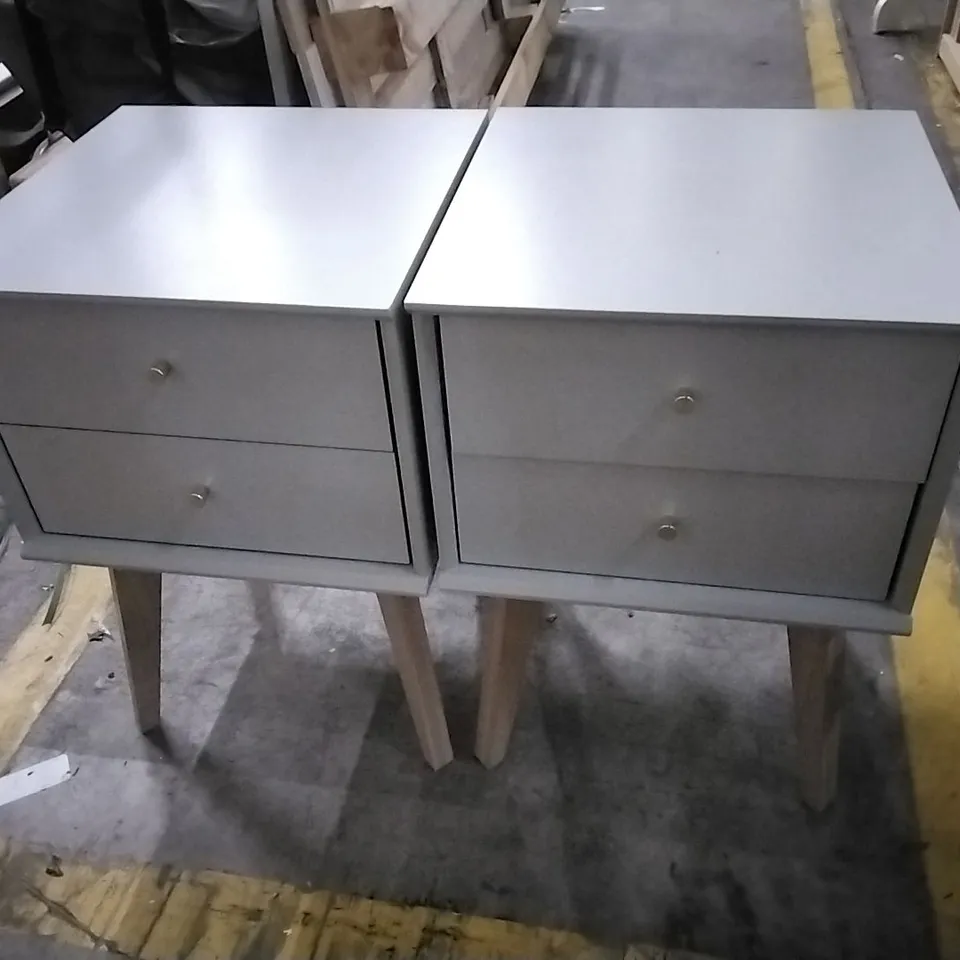 SET OF 2 ABBY MANUFACTURED WOOD BEDSIDE TABLES - GREY