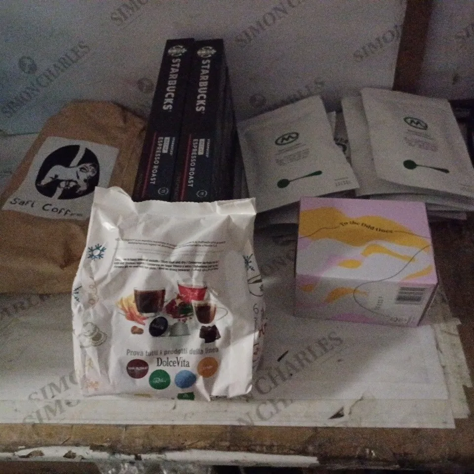 GROUP OF 5 ASSSORTED COFFEE ITEMS TO INCLUDE STARBUCKS, MERCANTA, DOLCEVITA ETC