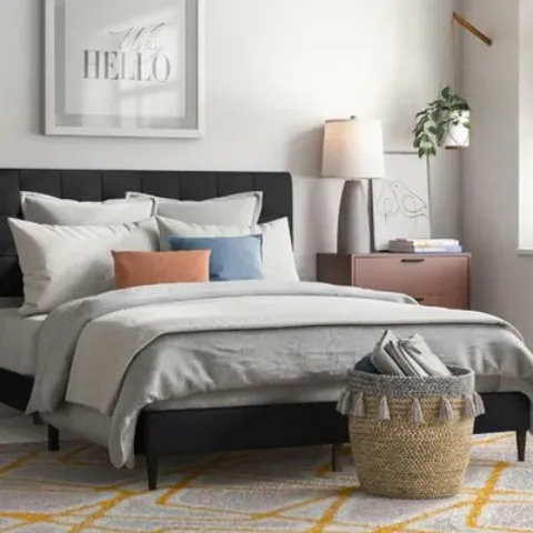BOXED FORSAN UPHOLSTERED PLATFORM BED DOUBLE