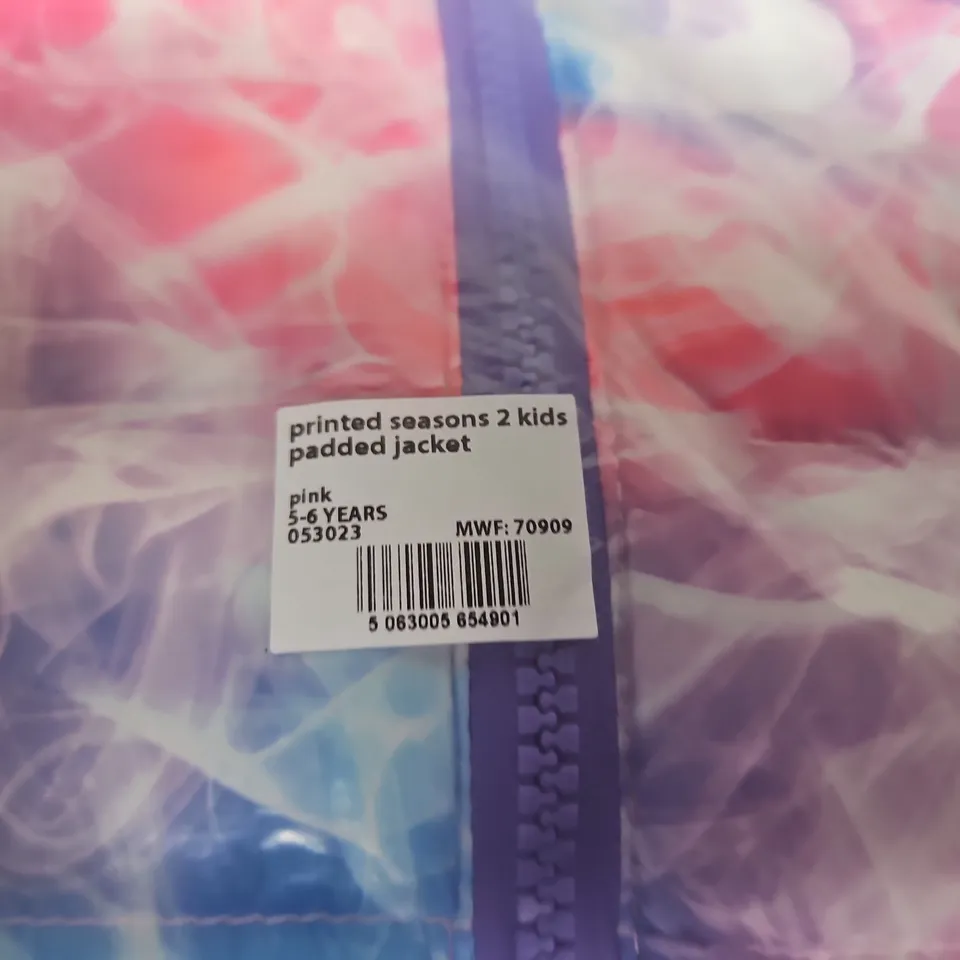 MOUNTAIN WAREHOUSE PRINTED SEASONS 2 KIDS' PADDED JACKET – PINK, 5-6 YEARS