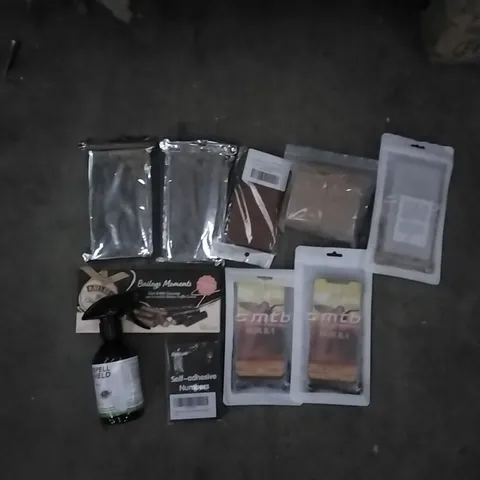 PALLET OF ASSORTED ITEMS INCLUDING SELF ADHESIVE NUMBERS, TICK REPELL SHIELD, KITCHEN APRON, BAILEYS CHOCOLATE, PARTY DECORATION SET, PHONE CASES