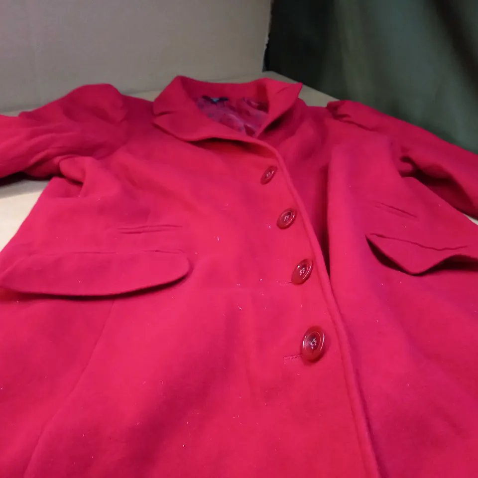 MARKS & SPENCERS RED OVERCOAT - SIZE 22