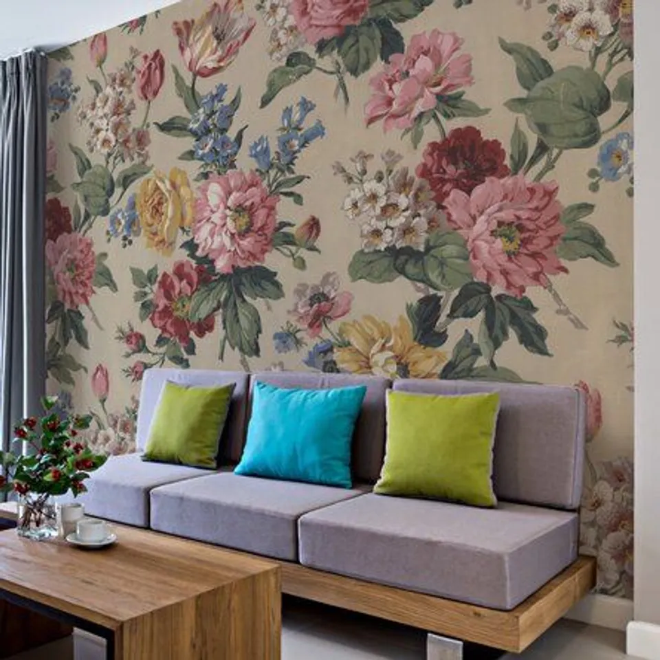 FLORALS BLOOMS 2.4M × 300CM WALLPAPER- MURAL