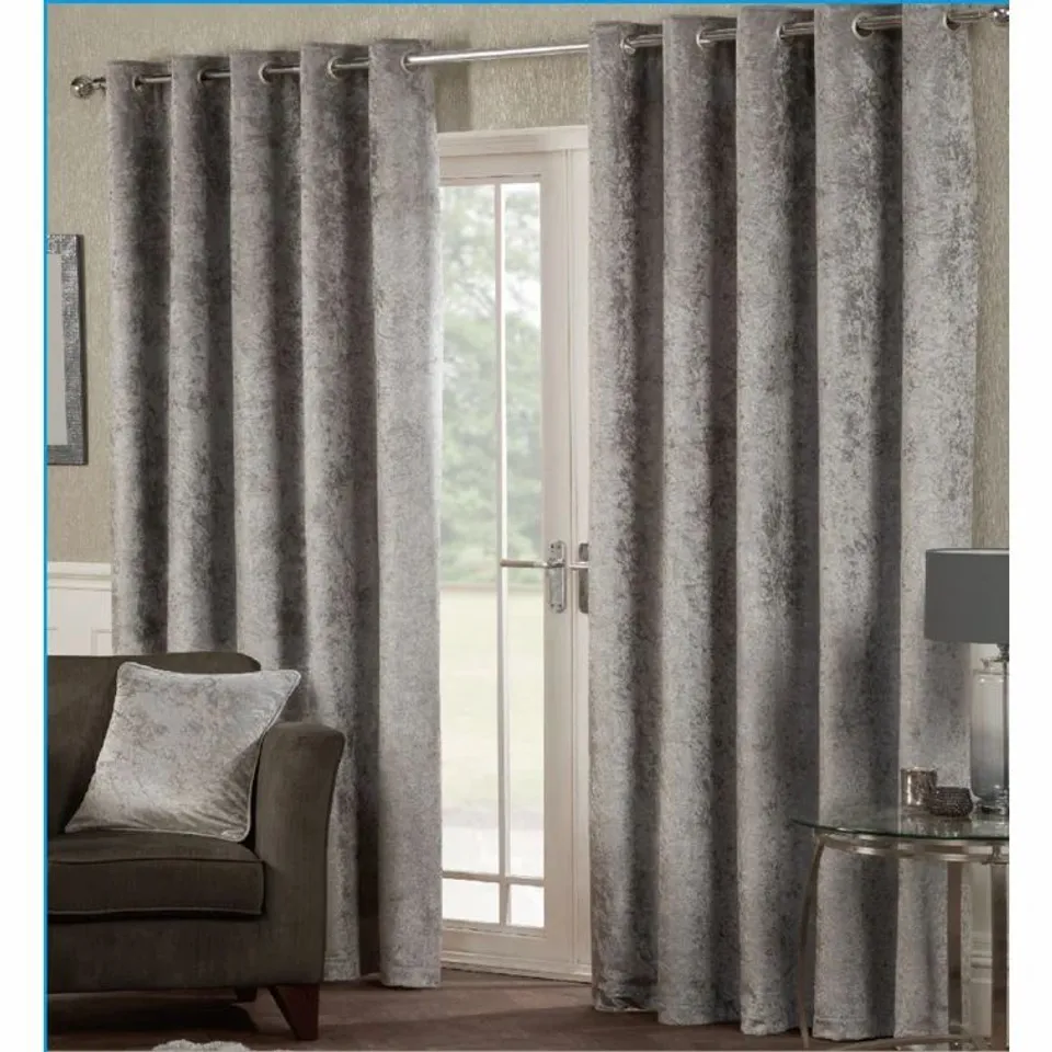 ELEANORA CRUSHED VELVET EYELET ROOM DARKENING CURTAINS 