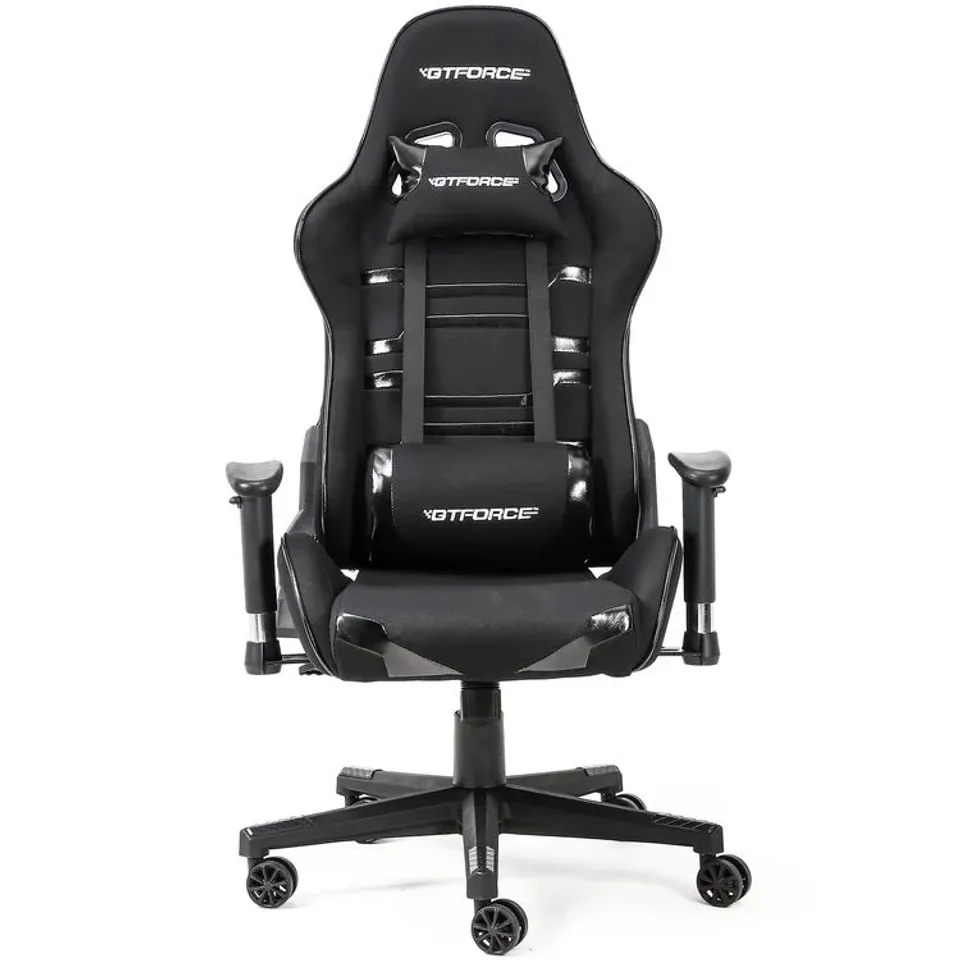 BOXED GT FORCE EVO CT LEATHER RACING SPORTS OFFICE CHAIR IN BLACK (1 BOX)