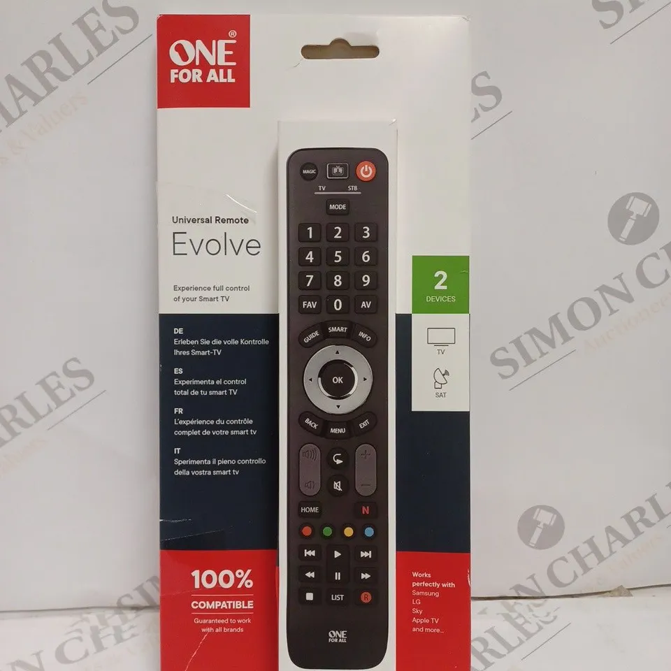 ONE FOR ALL URC7125, UNIVERSAL EMOTE CONTROL - EVOLVE