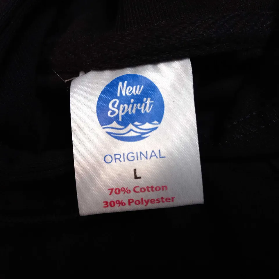 NEW SPIRIT BLACK HOODED JUMPER - SIZE L