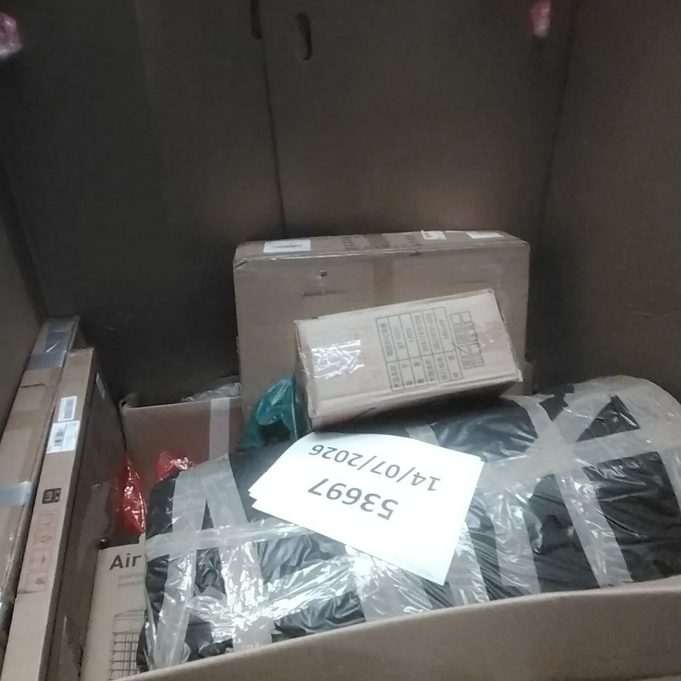 PALLET OF ASSORTED HOUSEHOLD GOODS AND PRODUCTS TO INCLUDE; BIKE, MIRROR, BOXED FURNITURE ETC