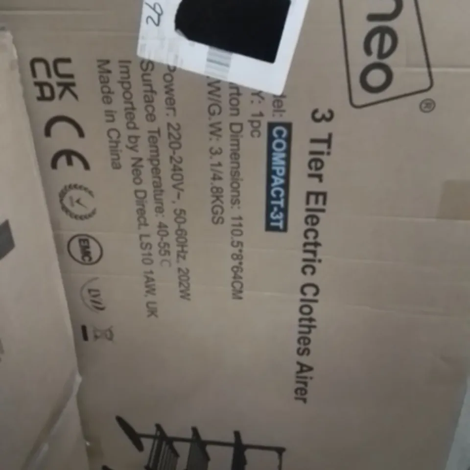 BOXED NEO COMPACT 3 TIER ELECTRIC CLOTHES AIRER 
