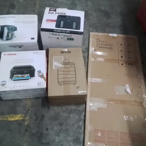 PALLET CONTAINING ASSORTED ITEMS TO INCLUDE:  CANON PIXMA WIRELESS PRINTER, AIR FRYER, HOT WATER DISPENSER, FULL LENGTH MIRROR ECT
