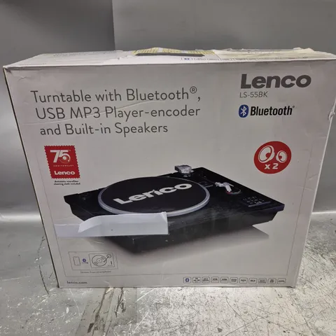 BOXED LENCO TURNTABLE WITH BLUETOOTH AND BUILT IN SPEAKERS - LS-55BK