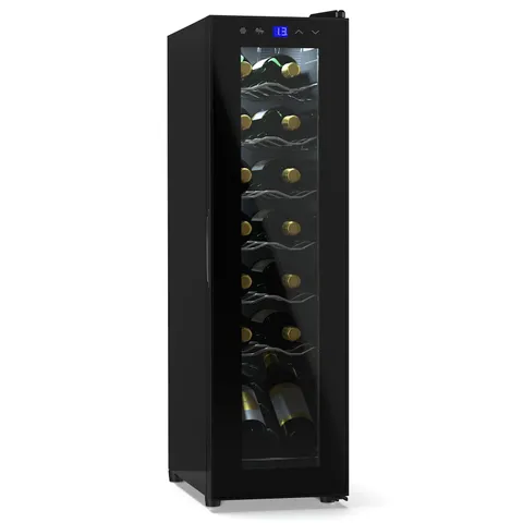 KLARSTEIN SHIRAZ SLIM 25.2CM 14 BOTTLES FREESTANDING WINE FRIDGE BLACK BOXED