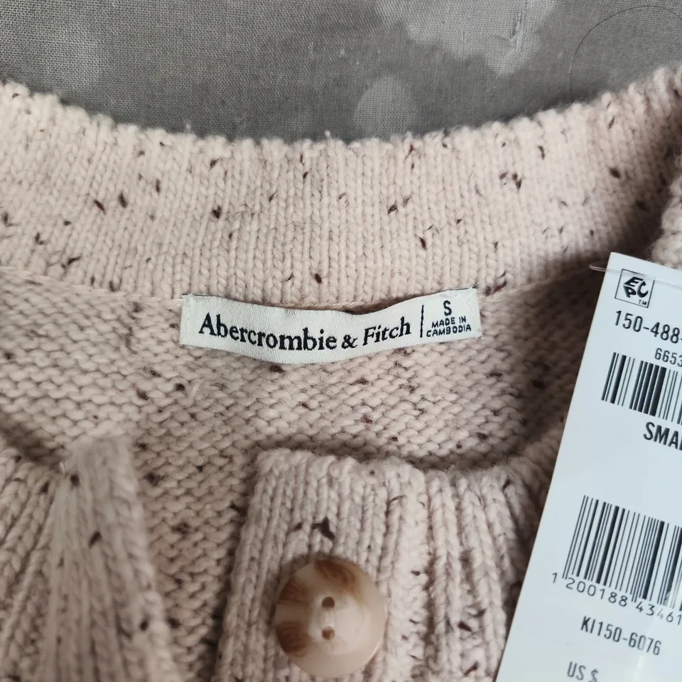 ABERCROMBIE & FITCH KNIT CARDIGAN IN NATURAL - SMALL