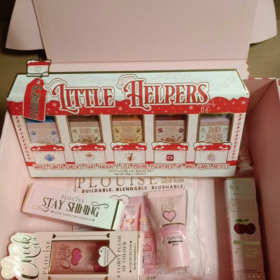 PLOUISE BEAUTY GIFT BOX TO INCLUDE LIQUID BLUSH, KEYCHAIN LIP BALMS AND PLUMPING MOISTURISER