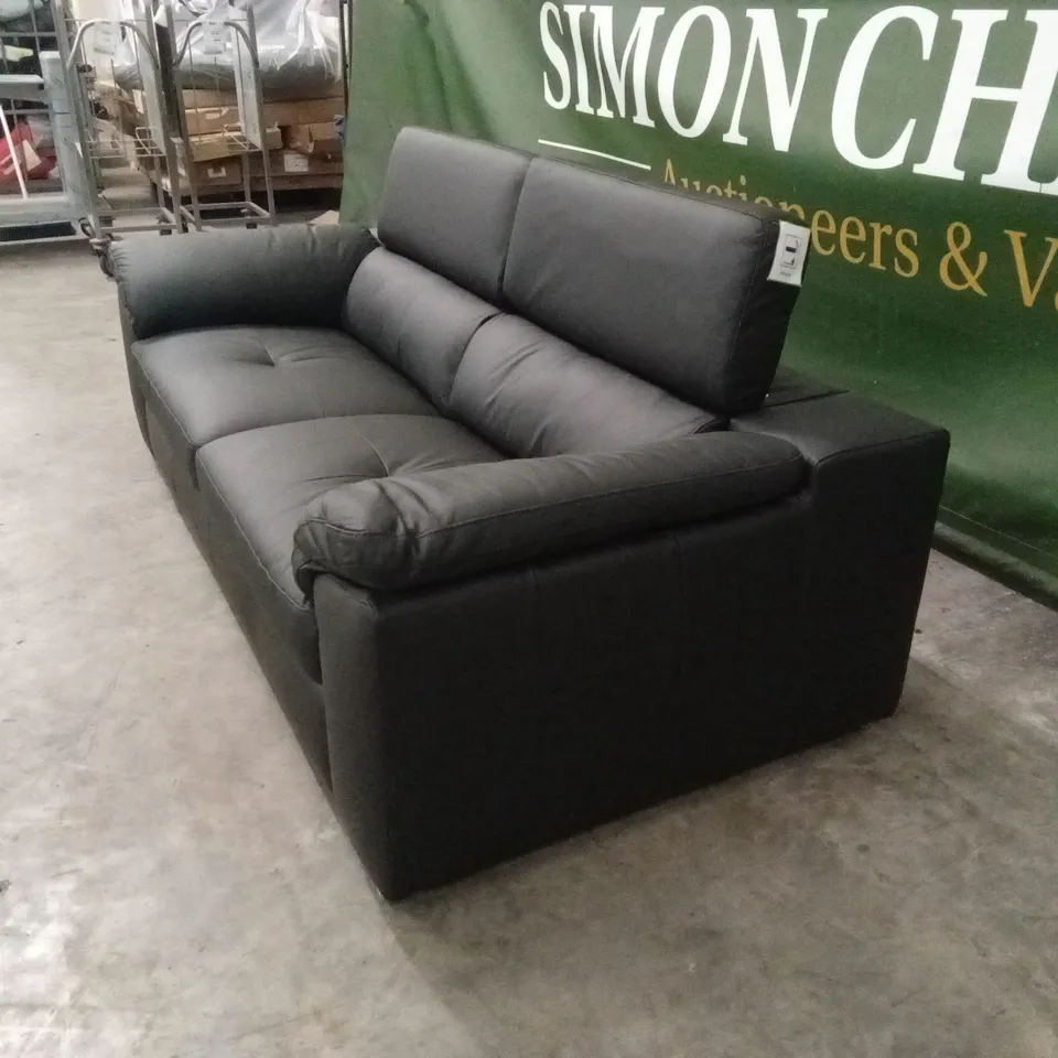 BRADY 100% PREMIUM LEATHER 3 SEATER SOFA - BLACK RRP £1049