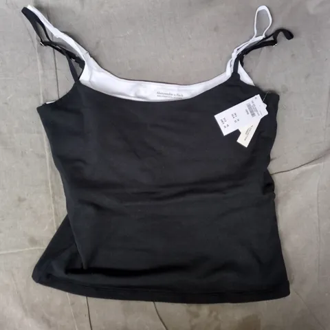 ABERCROMBIE & FITCH WOMEN'S BLACK TANK TOP WITH WHITE TRIM SIZE LARGE