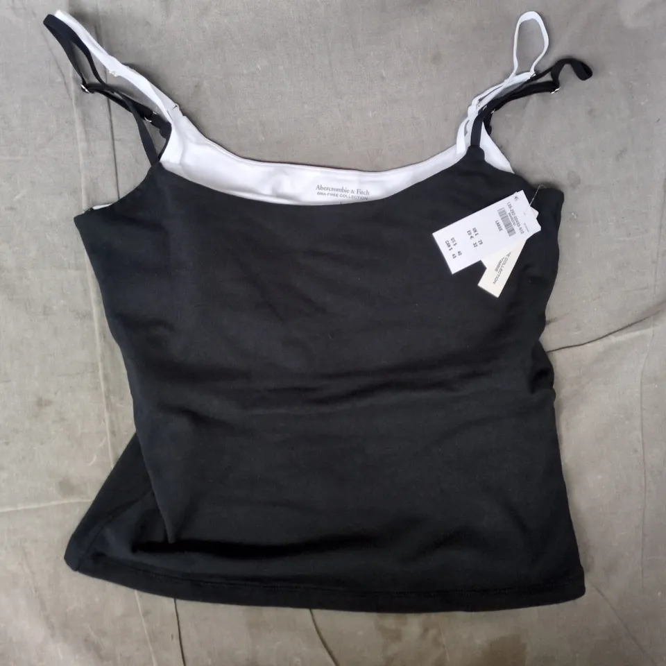 ABERCROMBIE & FITCH WOMEN'S BLACK TANK TOP WITH WHITE TRIM SIZE LARGE