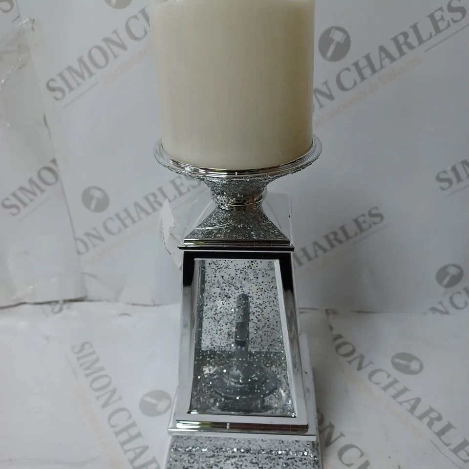 BOXED JM BY JULIEN MACDONALD FLAMELESS CANDLE HOLDER WITH SWIRLING GLITTER