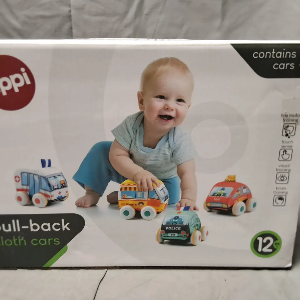 BOXED TIPPI PULL BACK CLOTH CARS