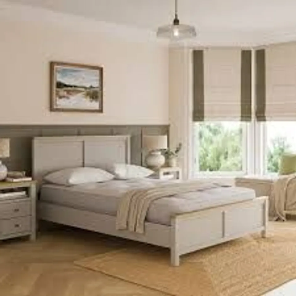 BOXED OLNEY WOODEN BED FRAME, KING SIZE (2 BOXES)