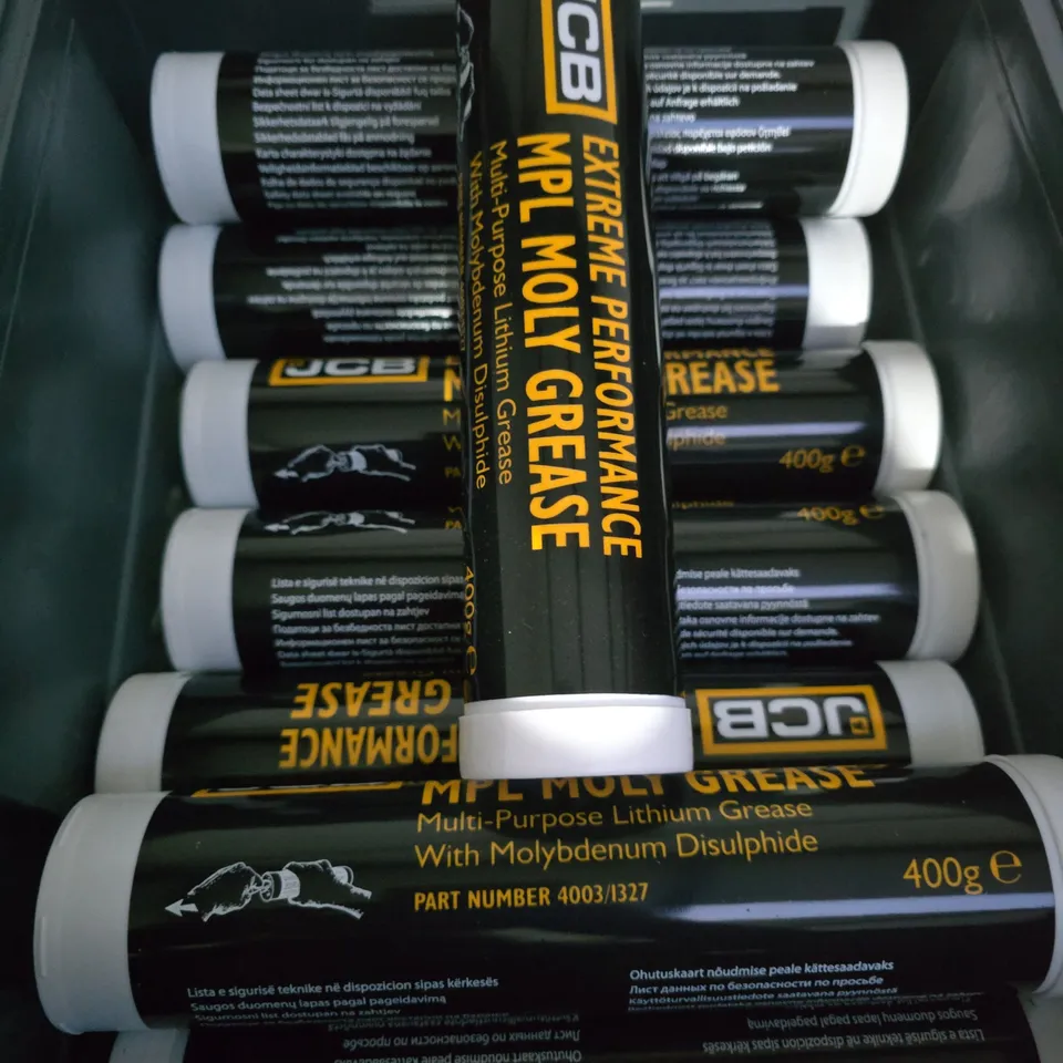 BOX OF APPROX. 10 JCB EXTREME PERFORMANCE MPL MOLY GREASE 