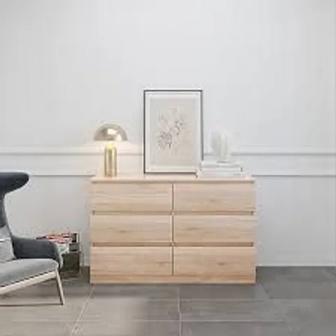 BOXED MALVERN 6 DRAWER CHEST - SONOMA OAK EFFECT (2 BOXES)